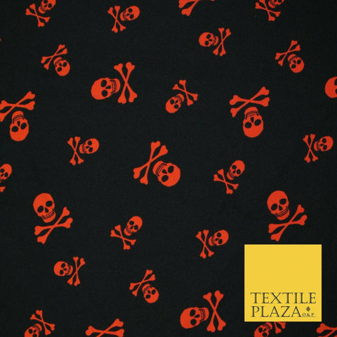 Black Red Skull and Crossbones Pirate Gothic Panama Bi-Stretch Fabric 58" 5512