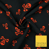 Black Red Skull and Crossbones Pirate Gothic Panama Bi-Stretch Fabric 58" 5512