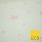 White Baby Pink Sketch Multi Star Brushed Cotton Winceyette Fabric Flannel 5533