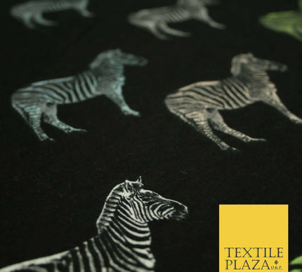 Black Wild Zebra Lime Aqua Animal Brushed Cotton Winceyette Fabric Flannel 5526
