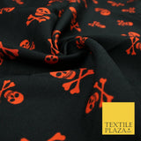 Black Red Skull and Crossbones Pirate Gothic Panama Bi-Stretch Fabric 58" 5512