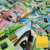 Colourful Houses Italian Riviera Brushed Cotton Winceyette Fabric Flannel 5522