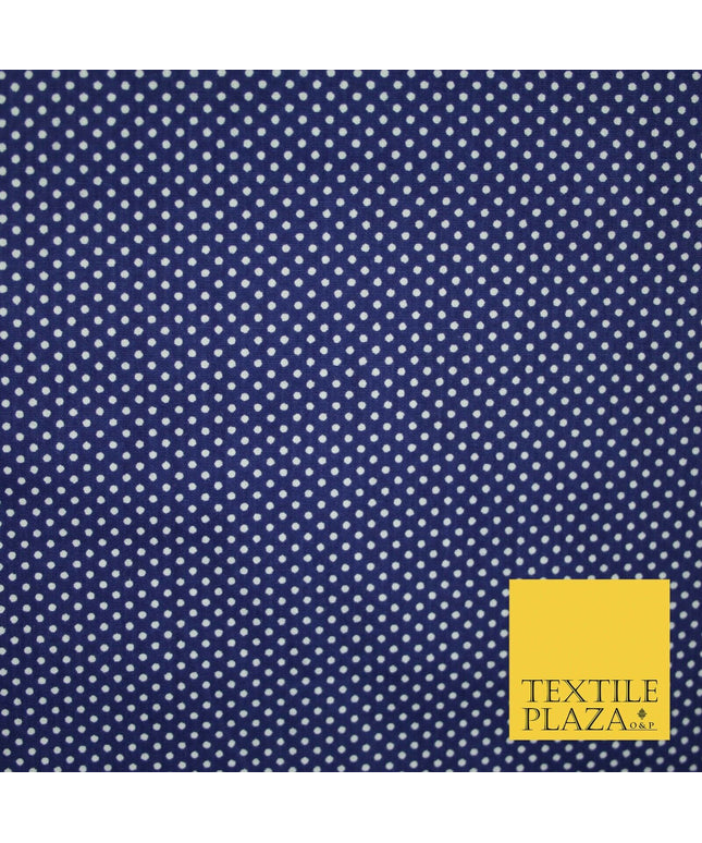 Navy Blue White Pin Dot Spot Printed 100% Cotton Poplin Dress Fabric 59" 5538
