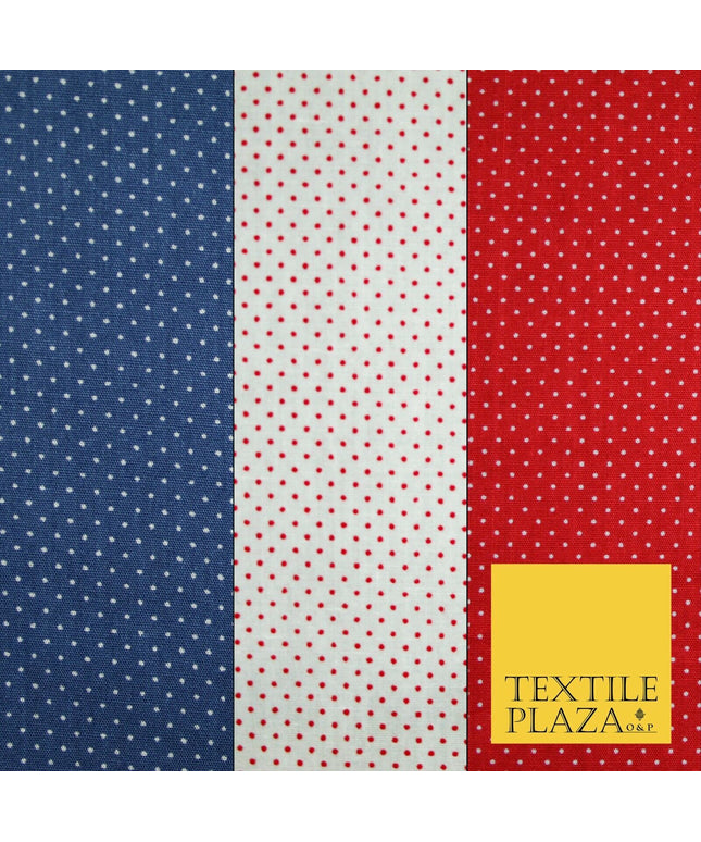 Blue White Red 1mm Pin Dot Spot Polka Print 100% Cotton Poplin Dress Fabric 59"