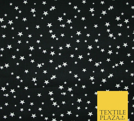 Black Multi Galaxy of Stars Printed 100% Cotton Poplin Dress Fabric 59" 5536