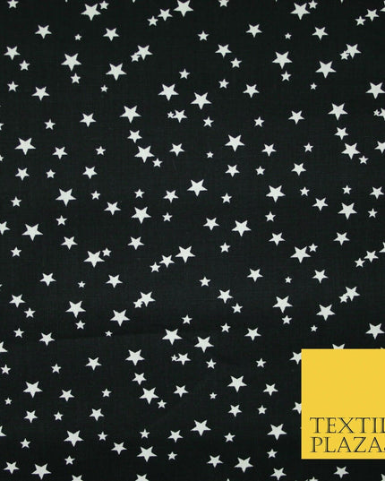 Black Multi Galaxy of Stars Printed 100% Cotton Poplin Dress Fabric 59" 5536