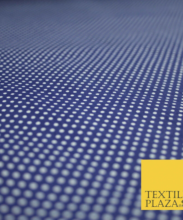Navy Blue White Pin Dot Spot Printed 100% Cotton Poplin Dress Fabric 59" 5538