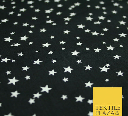 Black Multi Galaxy of Stars Printed 100% Cotton Poplin Dress Fabric 59" 5536