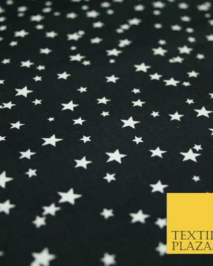 Black Multi Galaxy of Stars Printed 100% Cotton Poplin Dress Fabric 59" 5536