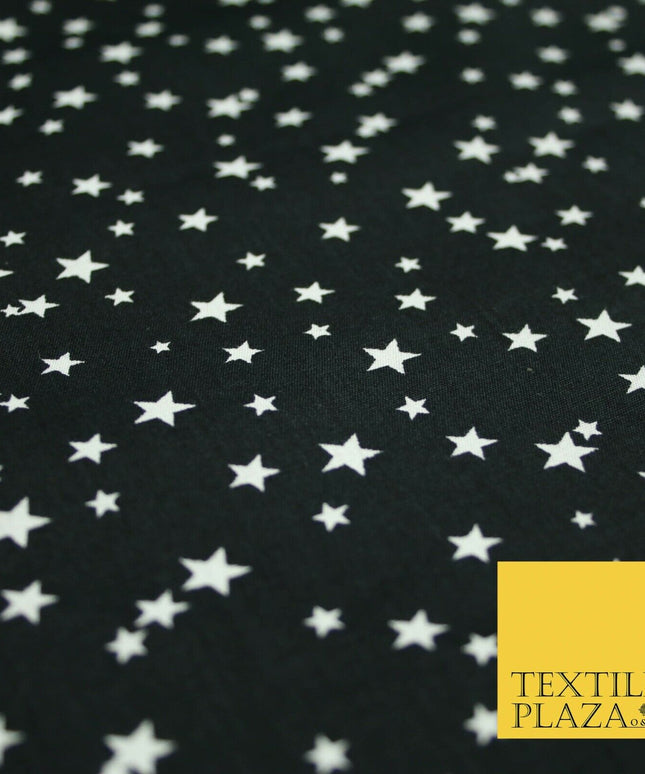 Black Multi Galaxy of Stars Printed 100% Cotton Poplin Dress Fabric 59" 5536