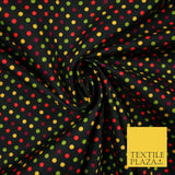 Black Multicolour Spots Polka Printed 100% Cotton Poplin Dress Fabric 59" 5535