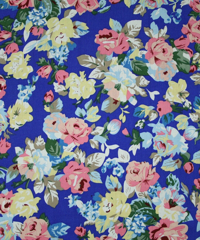 Rose Floral Bunch Printed 100% Cotton Poplin Summer Dress Fabric Material 59"