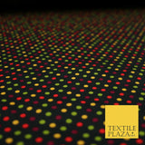 Black Multicolour Spots Polka Printed 100% Cotton Poplin Dress Fabric 59" 5535