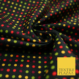 Black Multicolour Spots Polka Printed 100% Cotton Poplin Dress Fabric 59" 5535