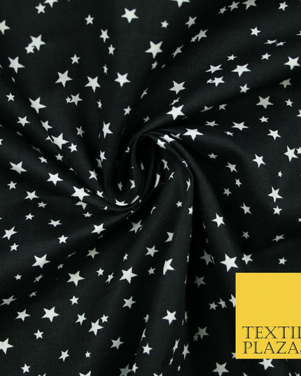 Black Multi Galaxy of Stars Printed 100% Cotton Poplin Dress Fabric 59" 5536