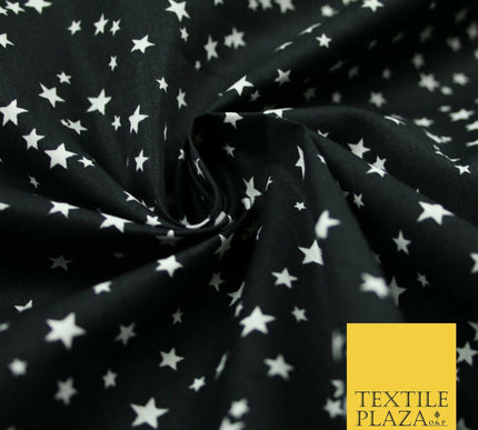 Black Multi Galaxy of Stars Printed 100% Cotton Poplin Dress Fabric 59" 5536