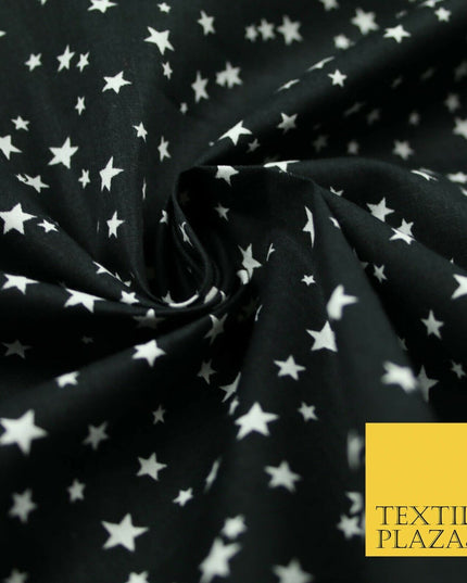 Black Multi Galaxy of Stars Printed 100% Cotton Poplin Dress Fabric 59" 5536