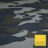 Navy Blue Grey Brown Camouflage Cotton Drill Fabric Army Military Camo 59" 5549