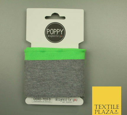 Marl Grey Lime Green Edged CUFFING - OEKO-TEX - RIBBED KNIT Cotton Stretch CF9