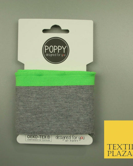 Marl Grey Lime Green Edged CUFFING - OEKO-TEX - RIBBED KNIT Cotton Stretch CF9