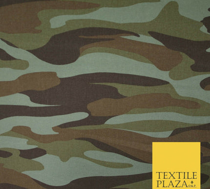 Sage Green Brown Khaki Camouflage Cotton Drill Fabric Army Military Camo 59"5551