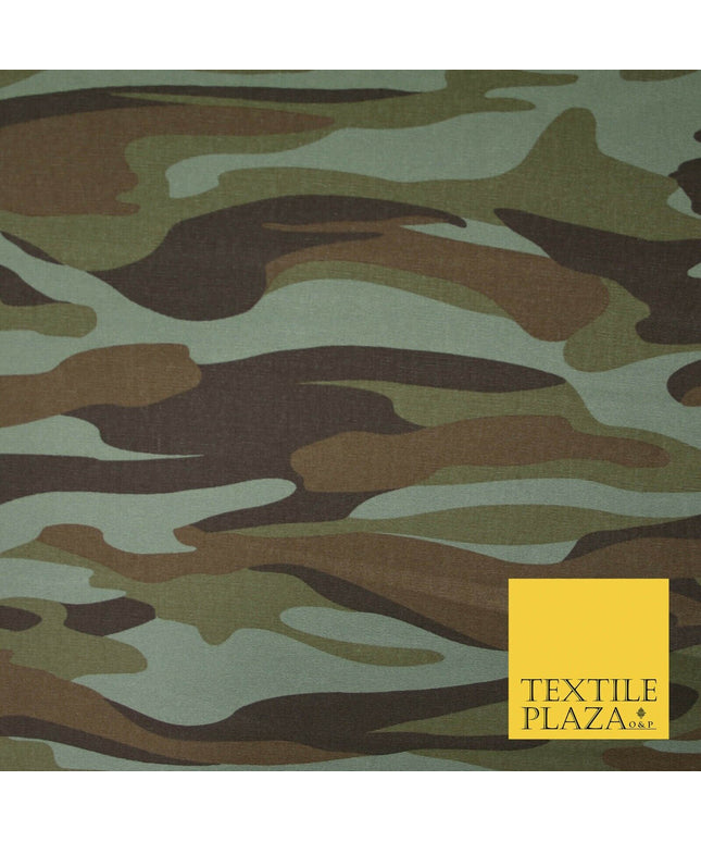 Sage Green Brown Khaki Camouflage Cotton Drill Fabric Army Military Camo 59"5551