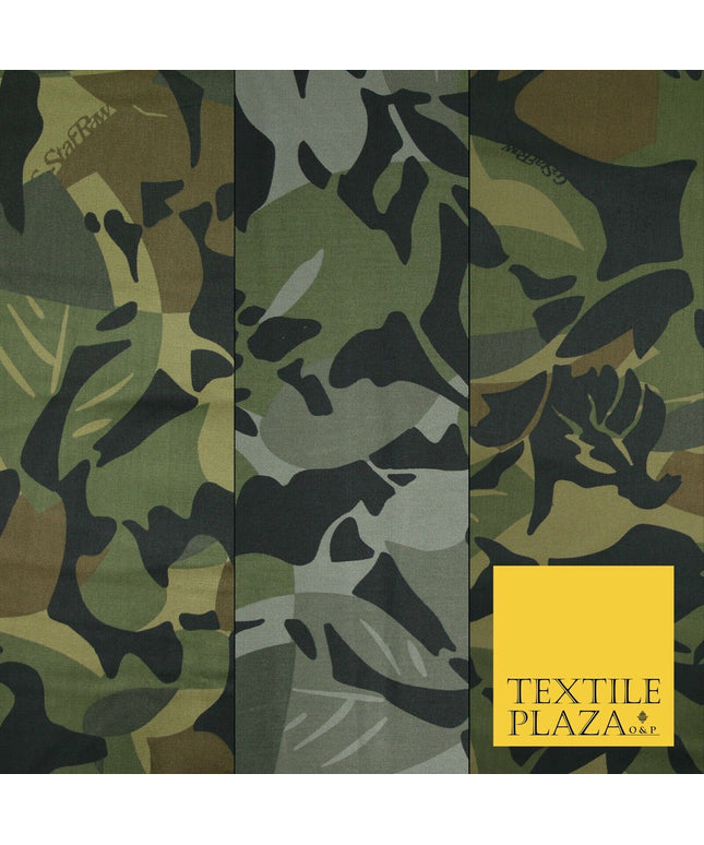 G Star Jungle Leaves Camouflage Cotton Drill Fabric Army Military Camo 59" 3Cols
