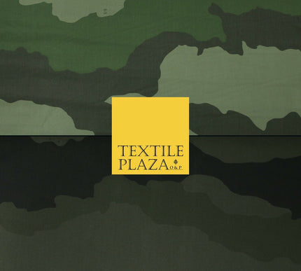 Green Oversized Wave Camouflage Cotton Fine Canvas Fabric Army Military Camo 59"