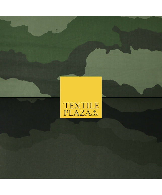 Green Oversized Wave Camouflage Cotton Fine Canvas Fabric Army Military Camo 59"