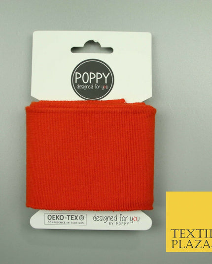 3 COLOURS - Readymade Plain CUFFING - OEKO-TEX - RIBBED KNIT Cotton Stretch