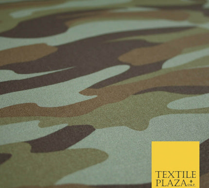Sage Green Brown Khaki Camouflage Cotton Drill Fabric Army Military Camo 59"5551