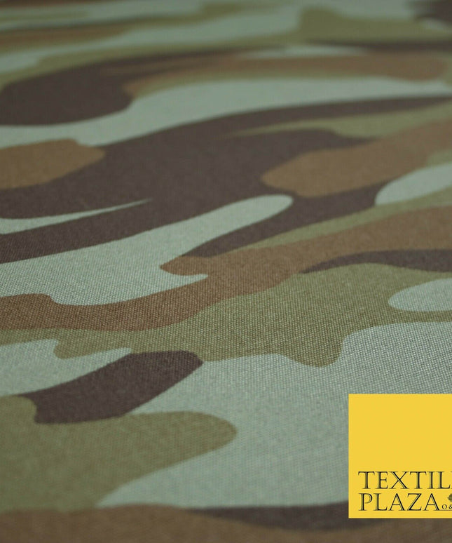 Sage Green Brown Khaki Camouflage Cotton Drill Fabric Army Military Camo 59"5551