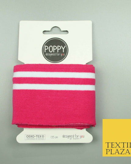 5 COLOURS - Readymade Striped CUFFING - OEKO-TEX - RIBBED KNIT Cotton Stretch