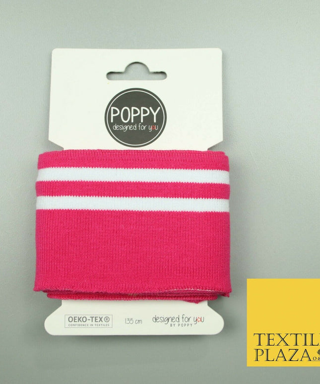 5 COLOURS - Readymade Striped CUFFING - OEKO-TEX - RIBBED KNIT Cotton Stretch
