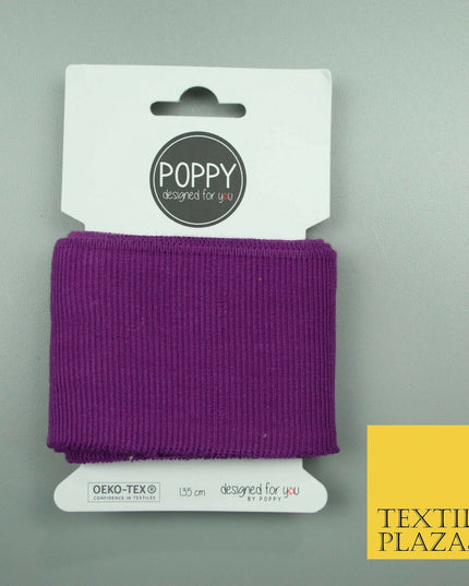 3 COLOURS - Readymade Plain CUFFING - OEKO-TEX - RIBBED KNIT Cotton Stretch
