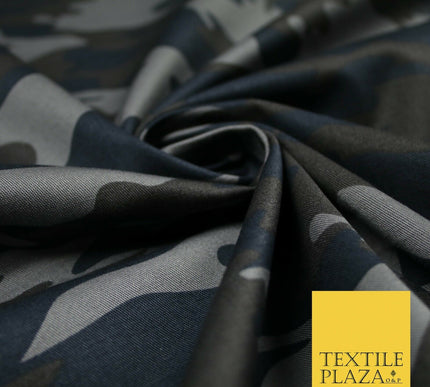 Navy Blue Grey Brown Camouflage Cotton Drill Fabric Army Military Camo 59" 5549