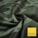 Green Brown Khaki Camouflage Cotton Drill Fabric Army Military Camo 59" 5550