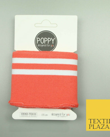 5 COLOURS - Readymade Striped CUFFING - OEKO-TEX - RIBBED KNIT Cotton Stretch