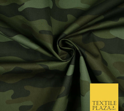 Classic Woodland Camouflage Cotton Drill Fabric Army Military Cargo Camo 59"