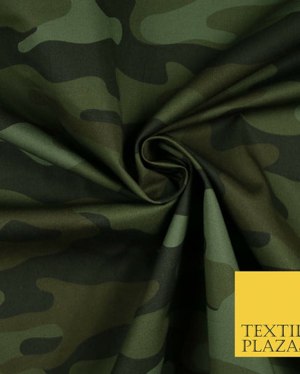 Classic Woodland Camouflage Cotton Drill Fabric Army Military Cargo Camo 59"
