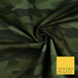 Classic Woodland Camouflage Cotton Drill Fabric Army Military Cargo Camo 59"