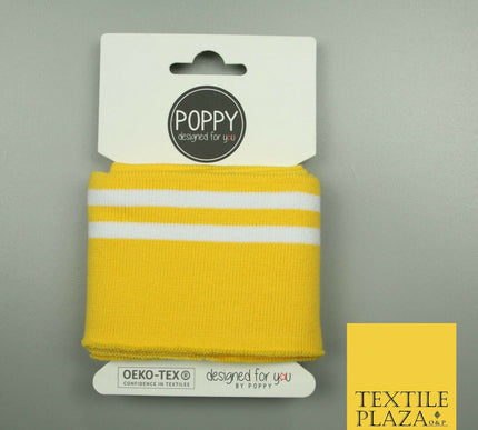 5 COLOURS - Readymade Striped CUFFING - OEKO-TEX - RIBBED KNIT Cotton Stretch