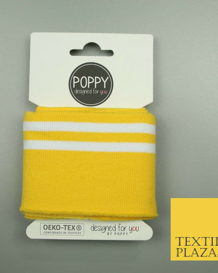 5 COLOURS - Readymade Striped CUFFING - OEKO-TEX - RIBBED KNIT Cotton Stretch