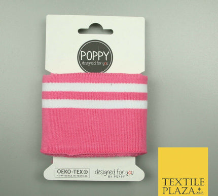 5 COLOURS - Readymade Striped CUFFING - OEKO-TEX - RIBBED KNIT Cotton Stretch