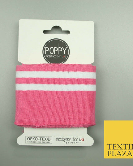 5 COLOURS - Readymade Striped CUFFING - OEKO-TEX - RIBBED KNIT Cotton Stretch
