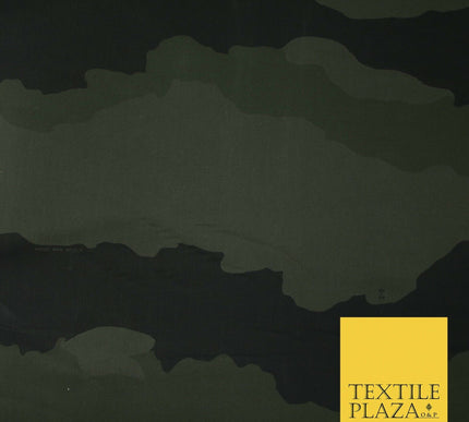 Green Oversized Wave Camouflage Cotton Fine Canvas Fabric Army Military Camo 59"