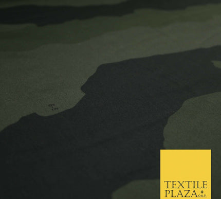 Green Oversized Wave Camouflage Cotton Fine Canvas Fabric Army Military Camo 59"