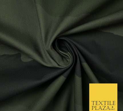 Green Oversized Wave Camouflage Cotton Fine Canvas Fabric Army Military Camo 59"