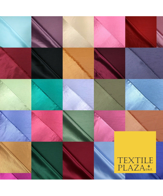 Luxury Plain Satin Backed Faux Raw Silk Dupion Shantung Fabric Material Dyed 44"
