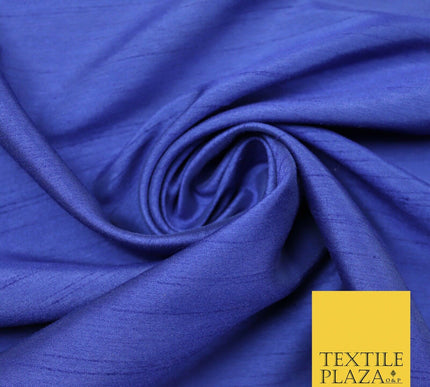 Luxury Plain Satin Backed Faux Raw Silk Dupion Shantung Fabric Material Dyed 44"